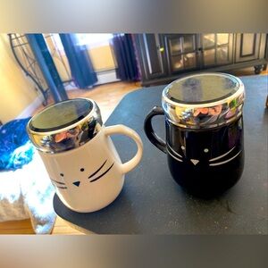 Black And White Kitty travel coffee mugs set